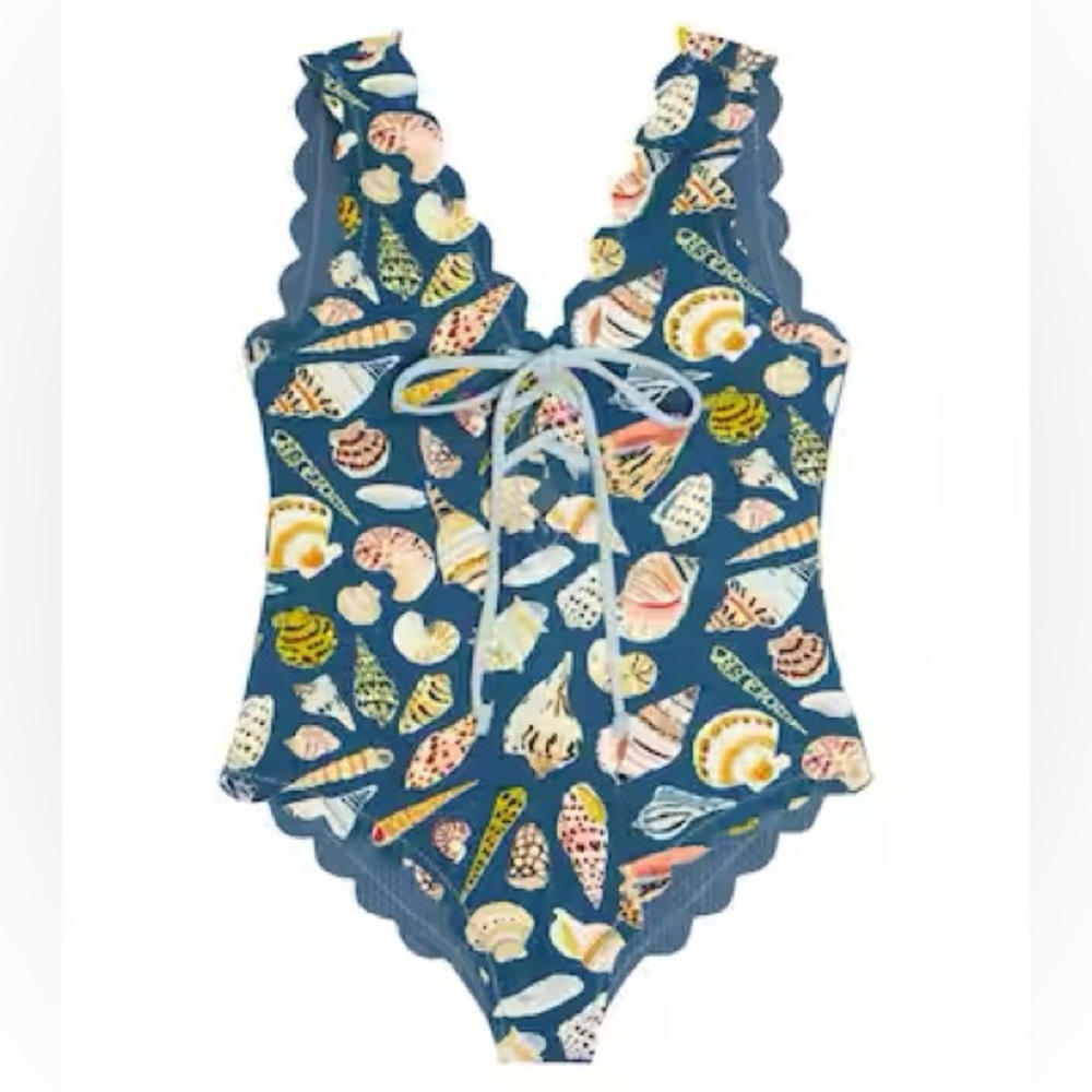 Marysia Bumby Girls Reversible Swimsuit in Marine Shellprint - girls size 12